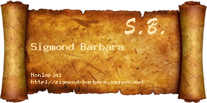 Sigmond Barbara névjegykártya